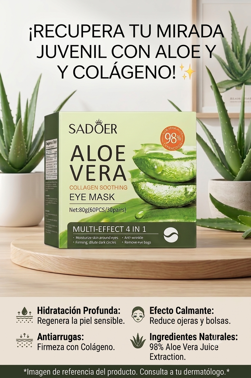 SADOER - Parches para Ojos de Aloe Vera y Colágeno